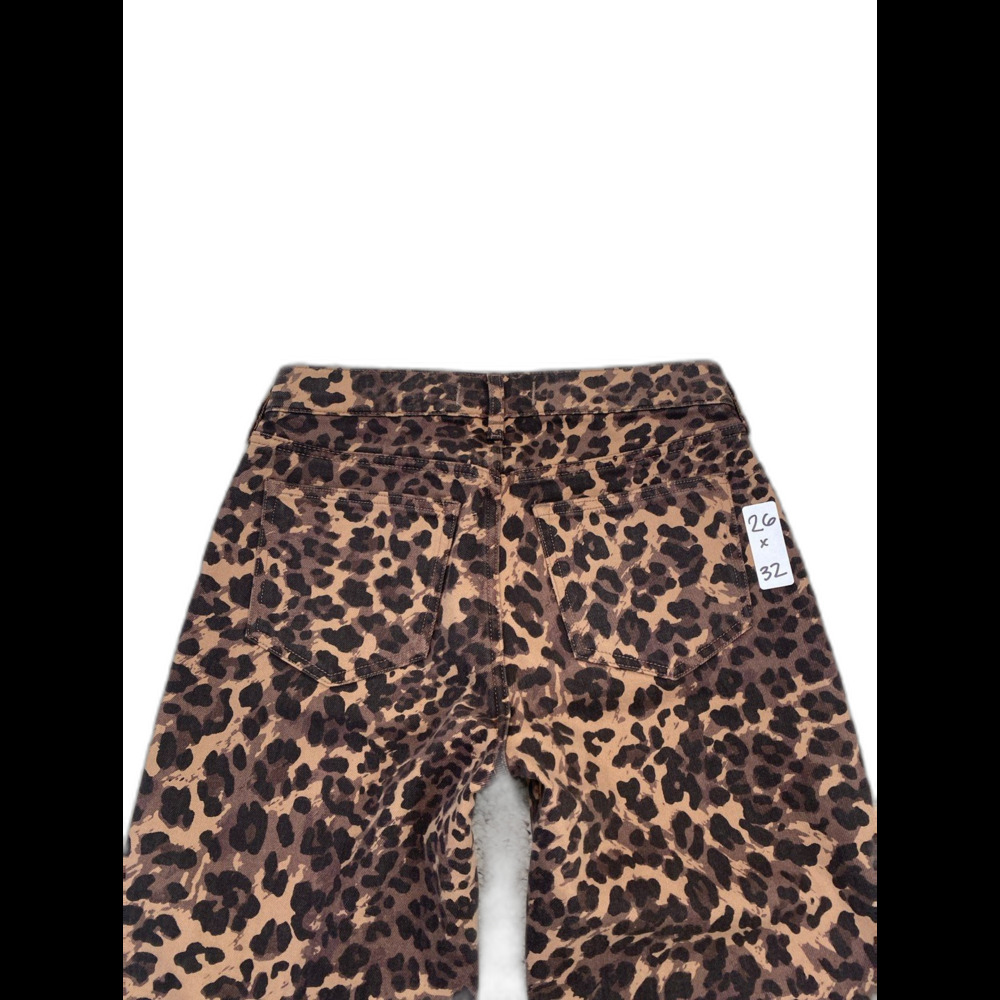 Abercrombie & Fitch Baggy Low Rise Leopard Print Jeans Straight Leg Size 26/2L - Picture 8 of 11